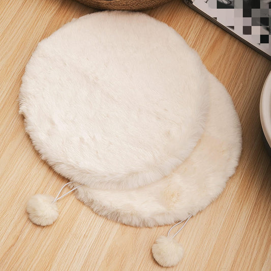 SHENGOCASE round faux rabbit fur cat bed cushion pad front view