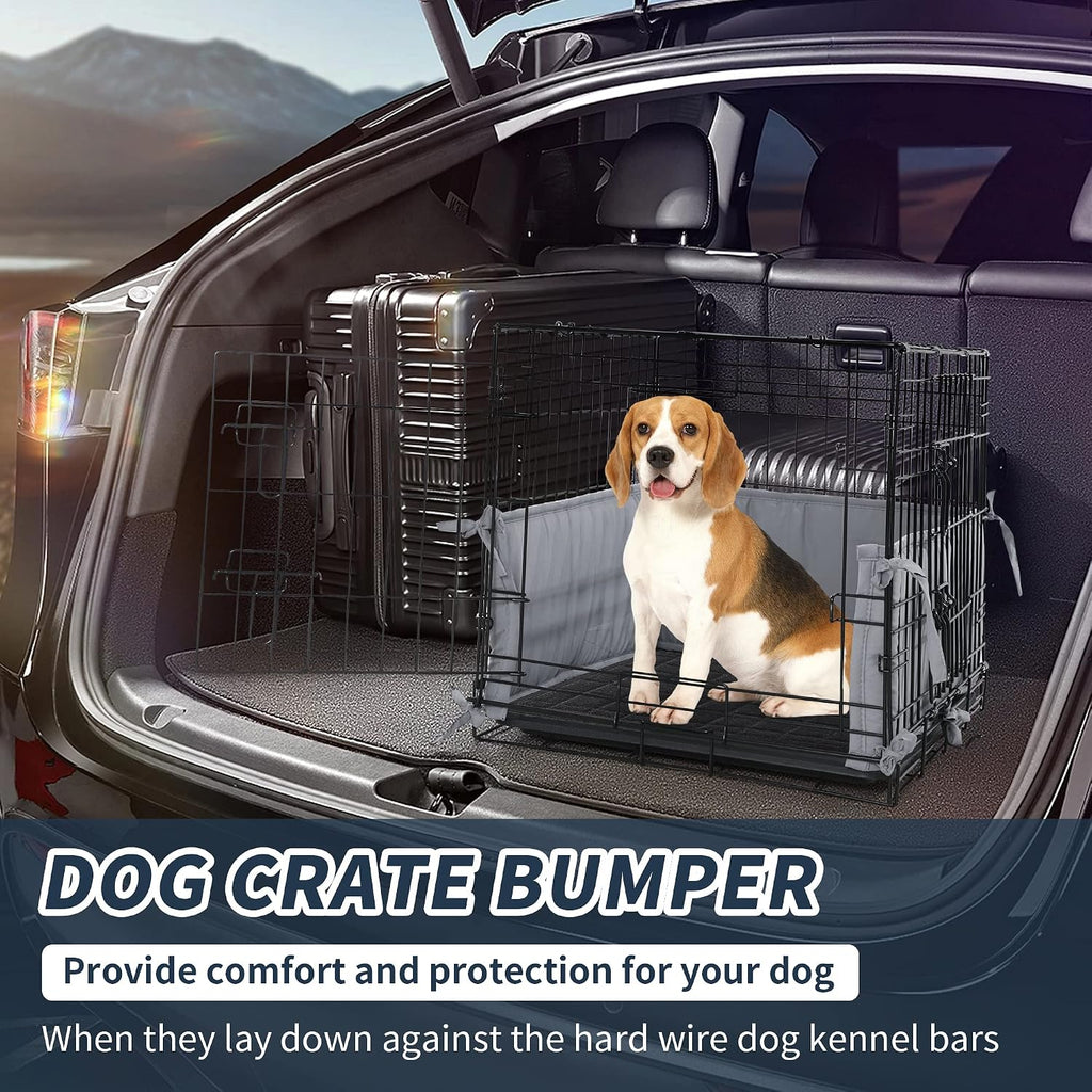 Machine washable gray kennel liner being prepared for easy maintenance cleaning