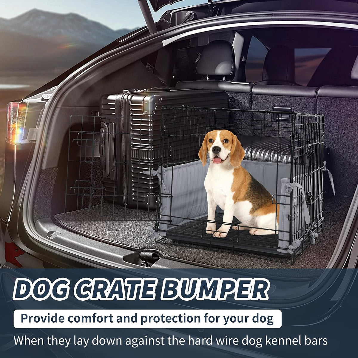 Machine washable gray kennel liner being prepared for easy maintenance cleaning