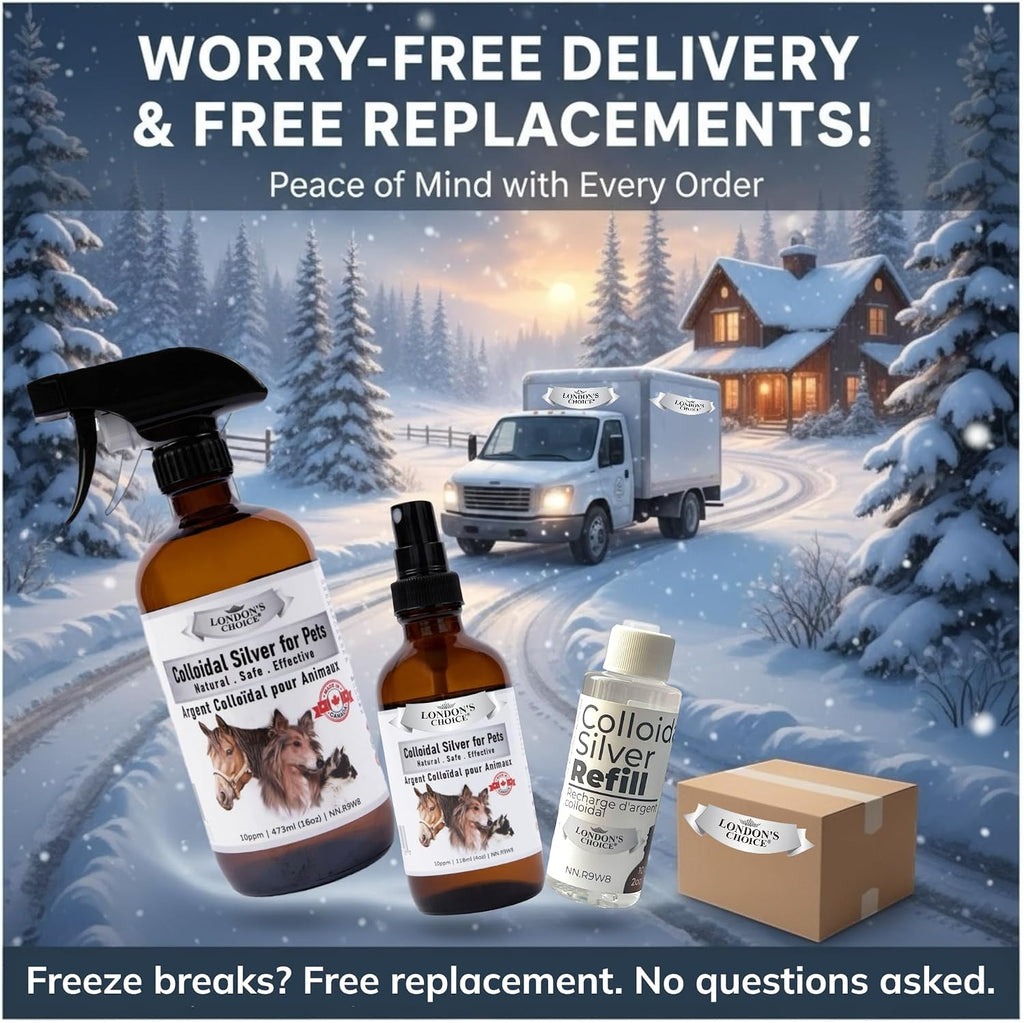 London's Choice 10 ppm pet silver wound spray application on a dog's irritated skin allergy spot