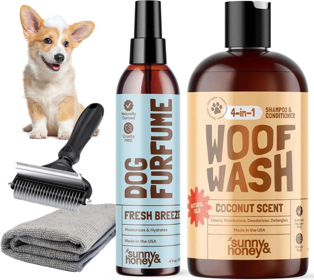 Sunny & Honey 4-in-1 Dog Shampoo & Conditioner - 16 fl oz, 8 fl oz Mist - Moisturizing Detangling Wash - Pet Shampoo - Long-Lasting Perfume Mist - Image 10