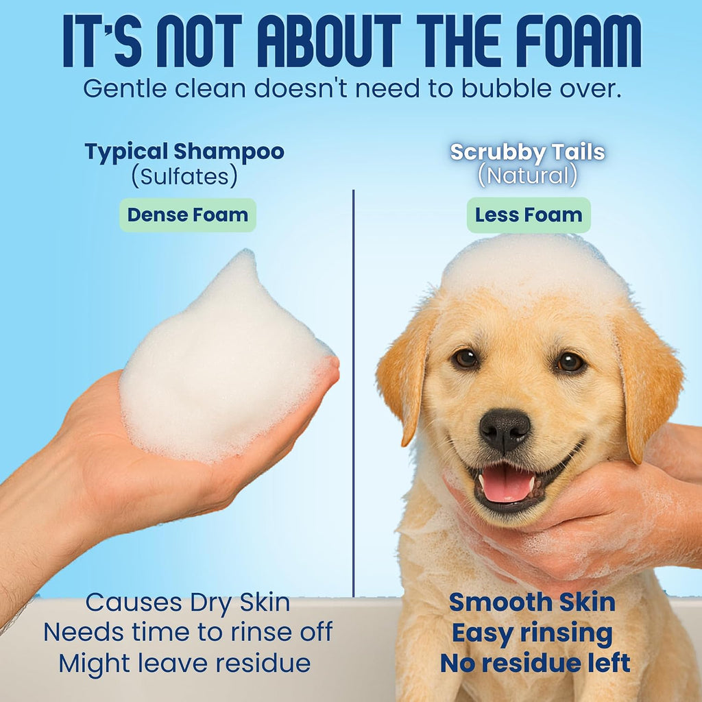 Puppy enjoying a bath with Scrubby Tails shampoo