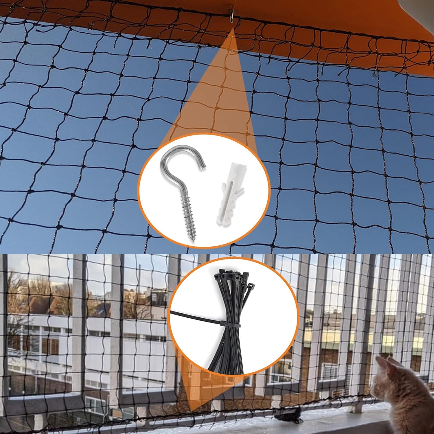Jumxsrle weather-resistant cat net package contents and accessories