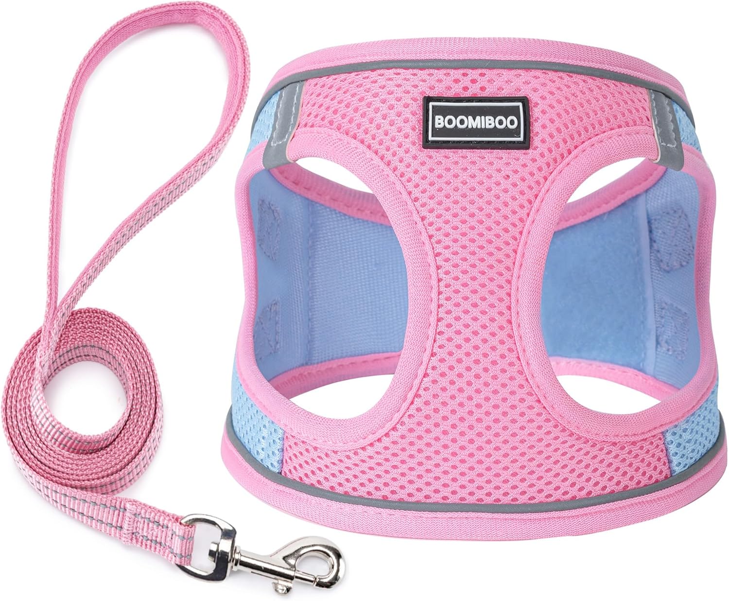 BOOMIBOO Dog Harness with Leash Set, No Pull Adjustable Reflective Step-in Puppy Pet Vest Harnesses for Small Medium Large Dogs and Cats,Pink XS - Image 12