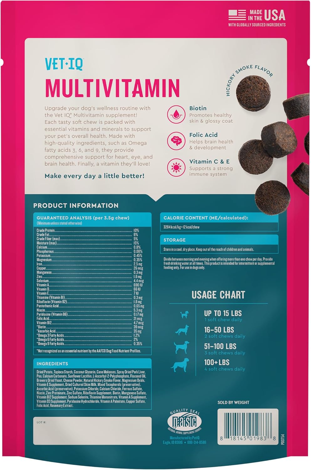 VetIQ multivitamin for dogs 60 count USA import packaging
