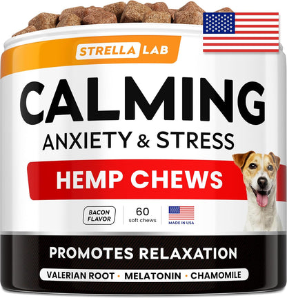 StrellaLab advanced calming chews for dogs front view container