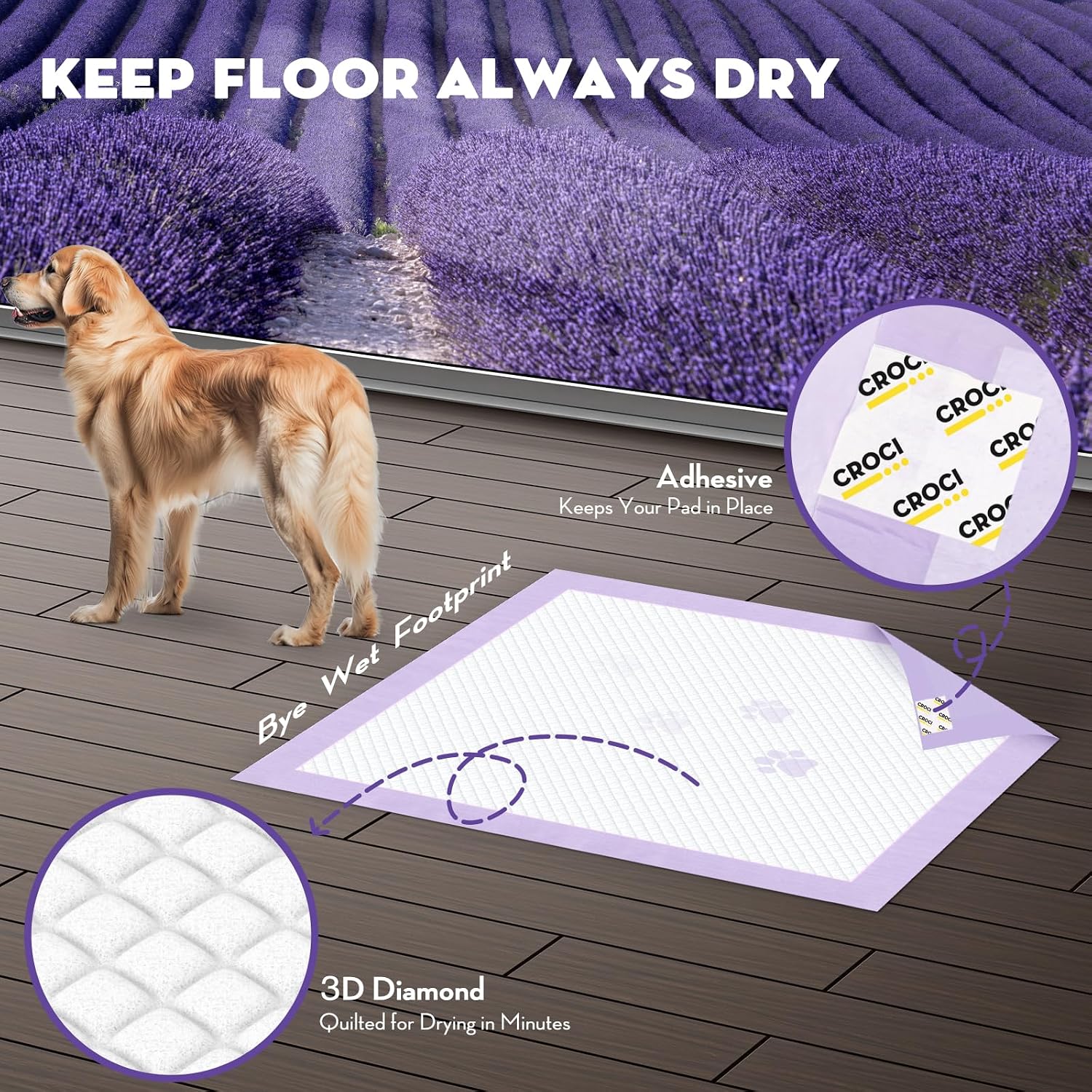 Extra large thirty six inch pet pad absorbing liquid quickly into gel