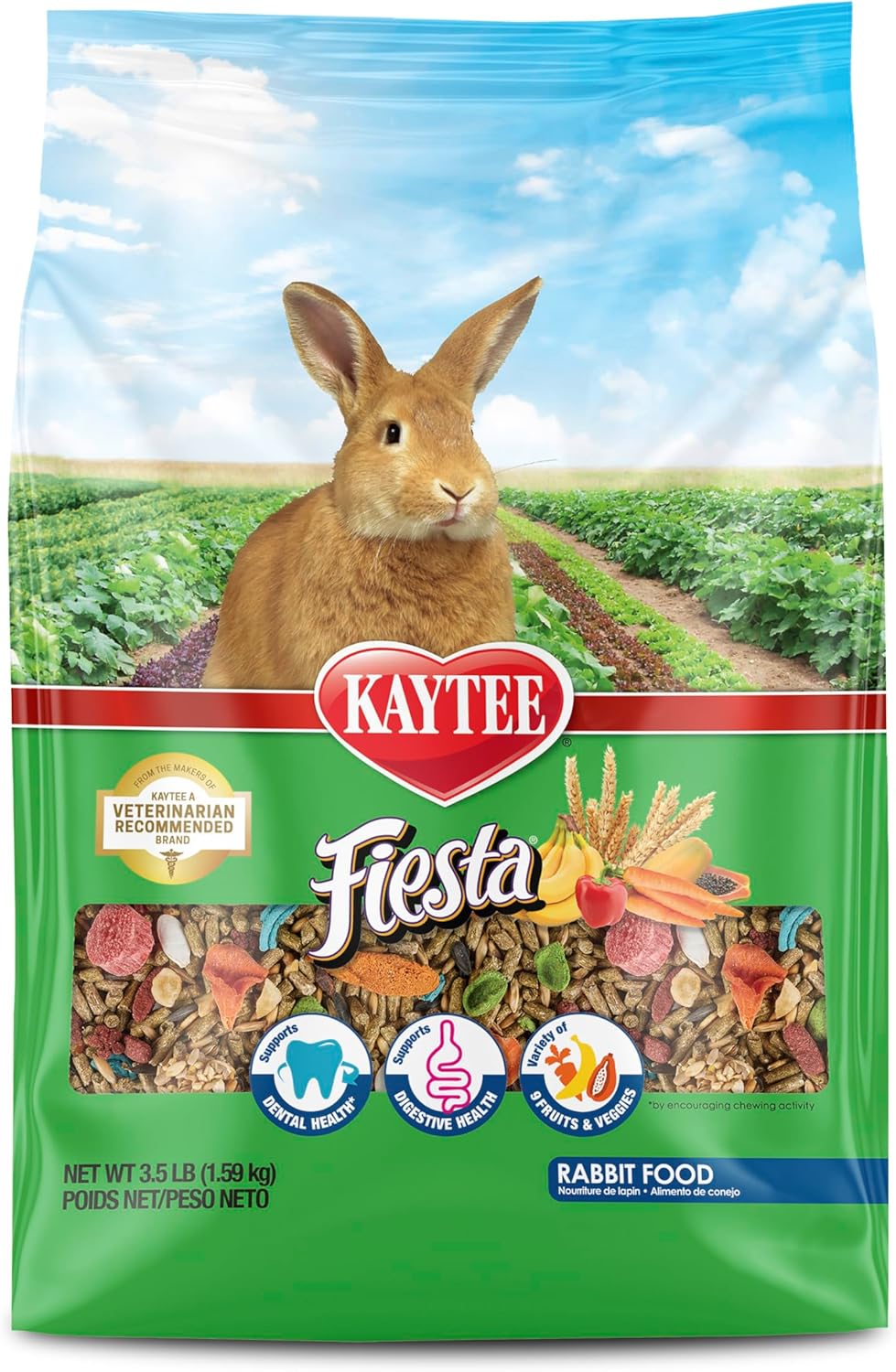 Kaytee Fiesta Rabbit Food 3.5 pounds front package view premium small animal diet
