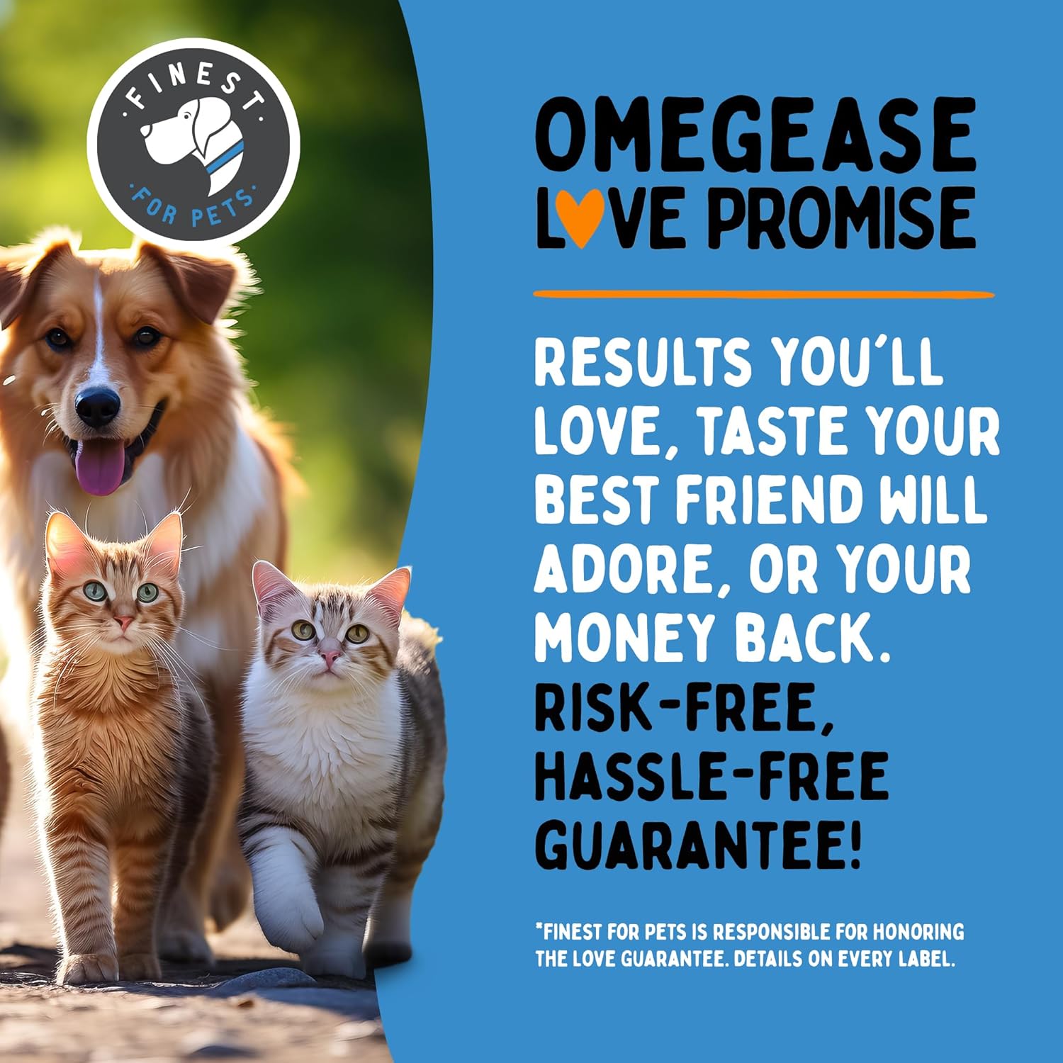 Omegease 1545mg Omega 3 liquid supplement bottle highlighting skin coat and itching relief benefits