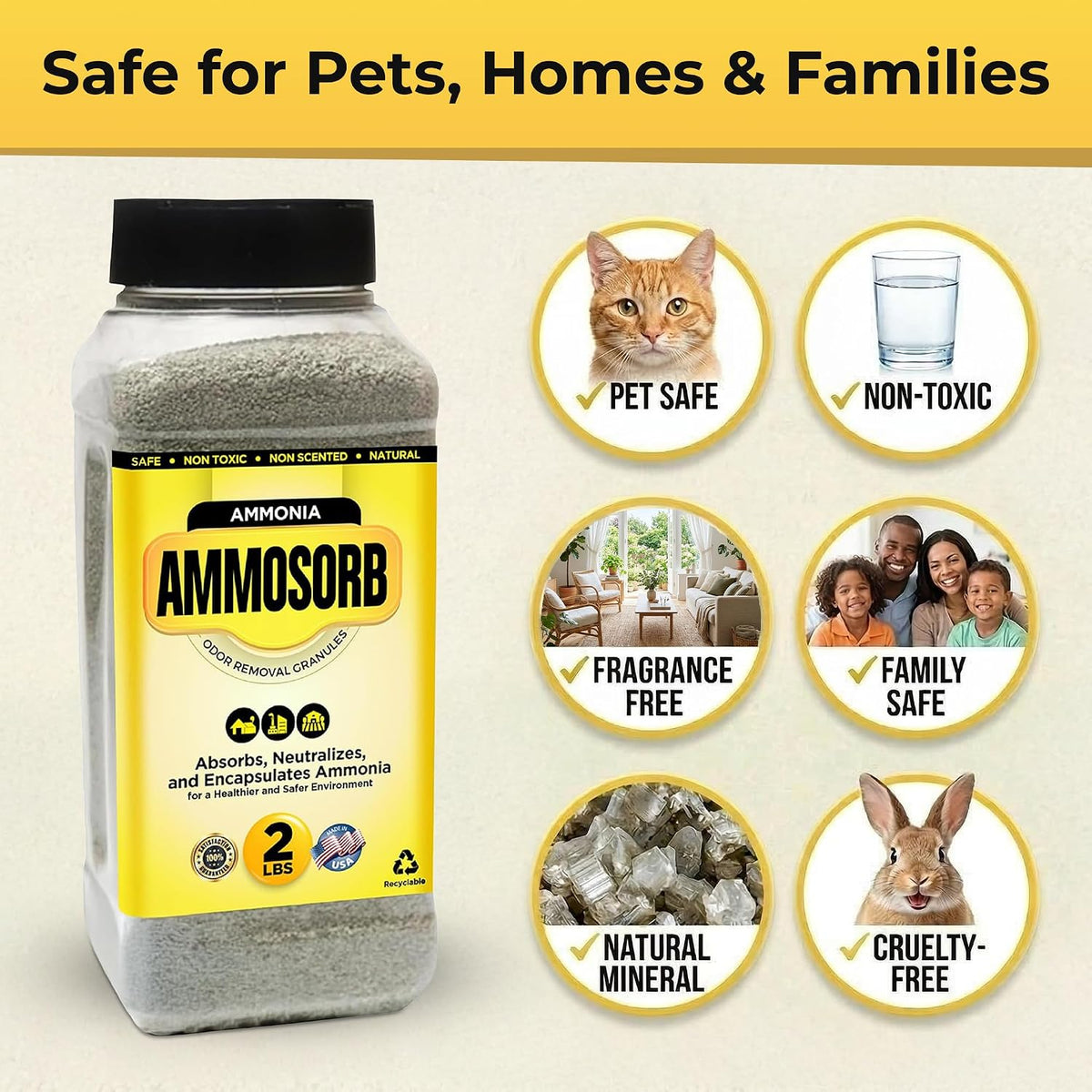 Ammosorb unscented cat urine neutralizer bottle side view