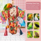 Bird interacting with KATUMO natural material shredding toy