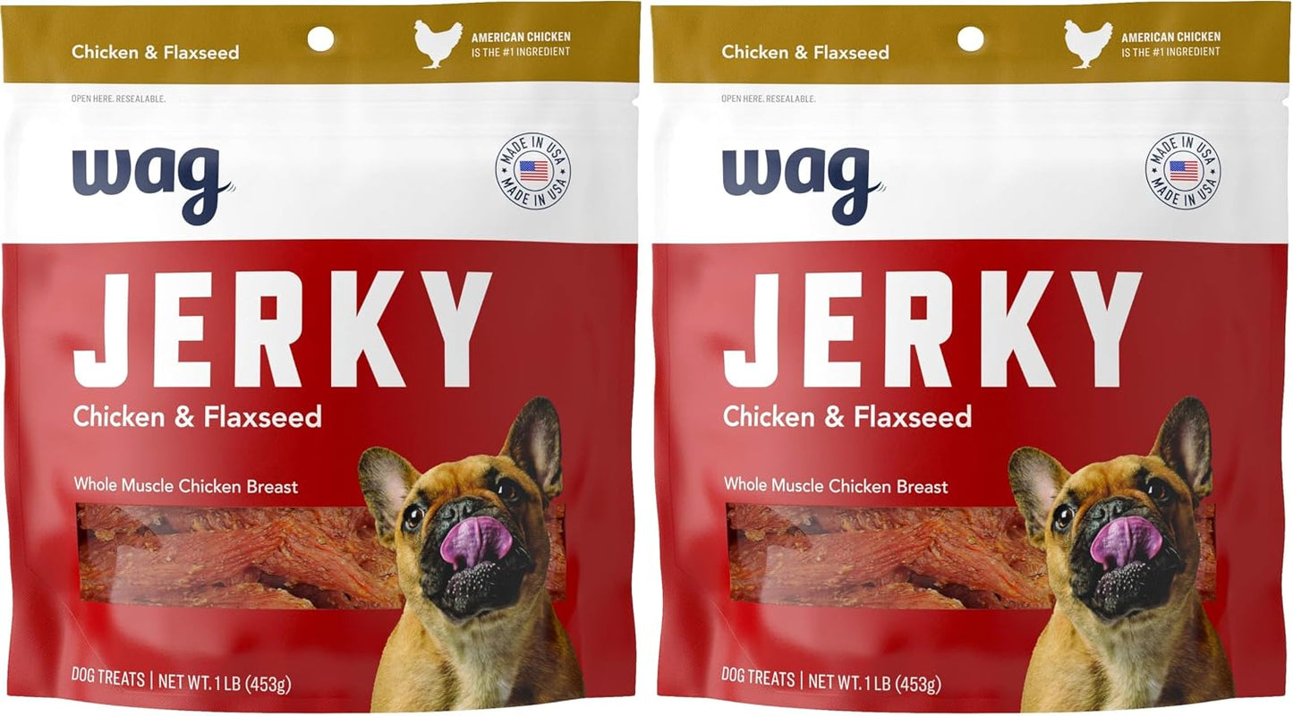Premium imported Wag chicken jerky treats for training
