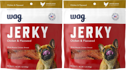 Premium imported Wag chicken jerky treats for training