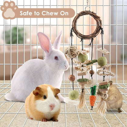 Handmade rabbit molar toy close up showcasing safe glue free wooden components