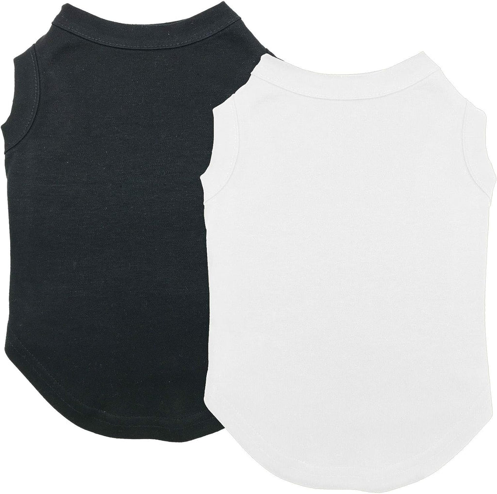 Chol&Vivi soft cotton dog t-shirts front view black and white