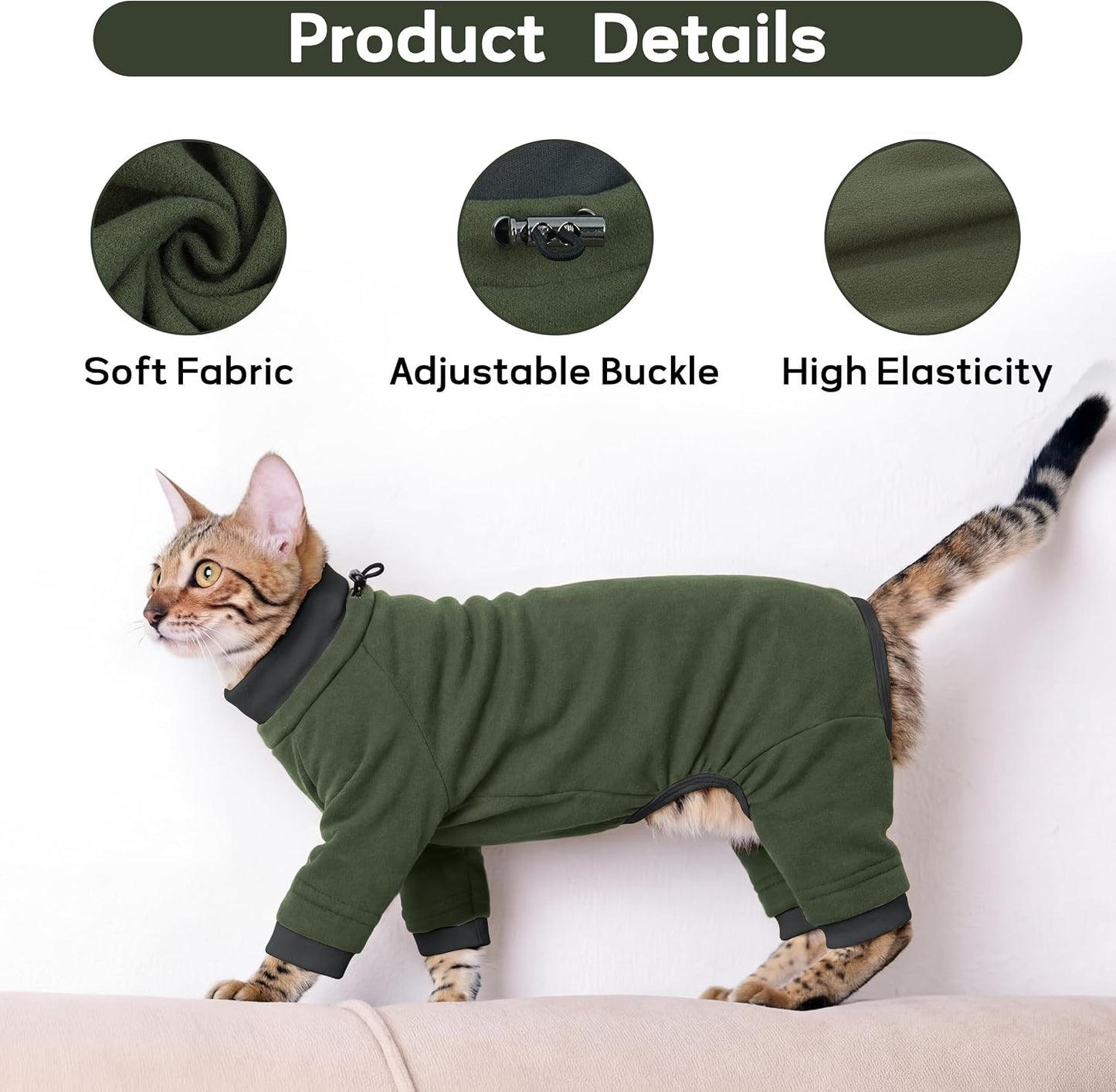 PUMYPOREITY cat hair sticky onesie elastic neck closeup