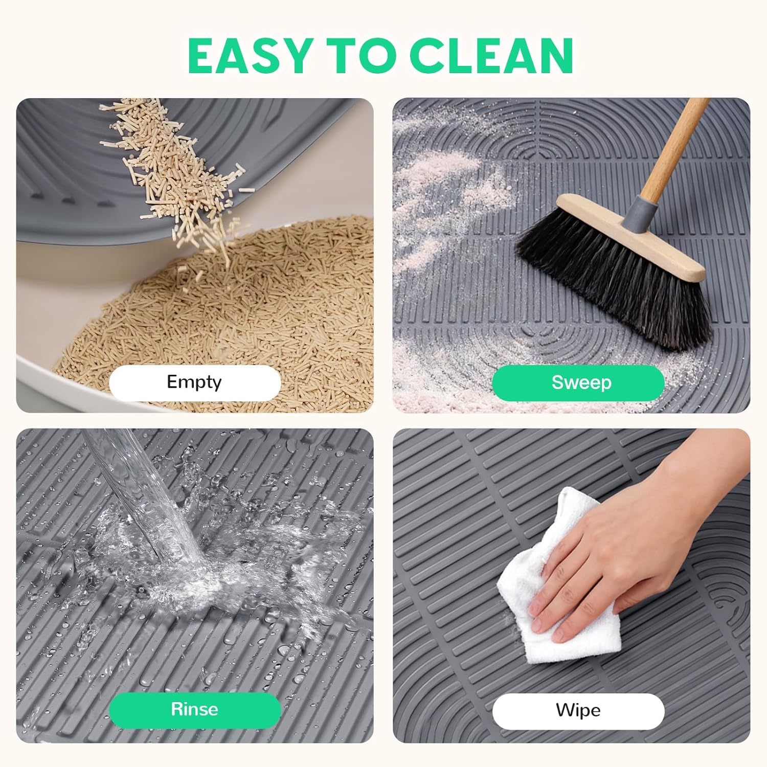Pawtasy non slip pet feeding and litter trapping mat under litter box