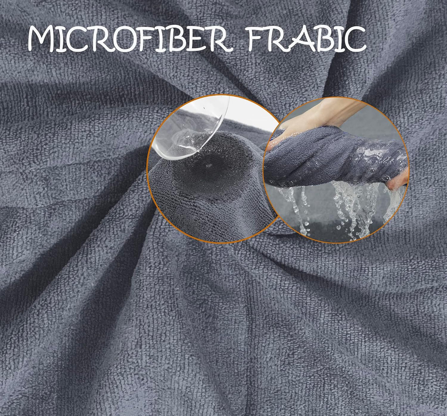 Dog wearing grey microfiber drying robe indoor setting