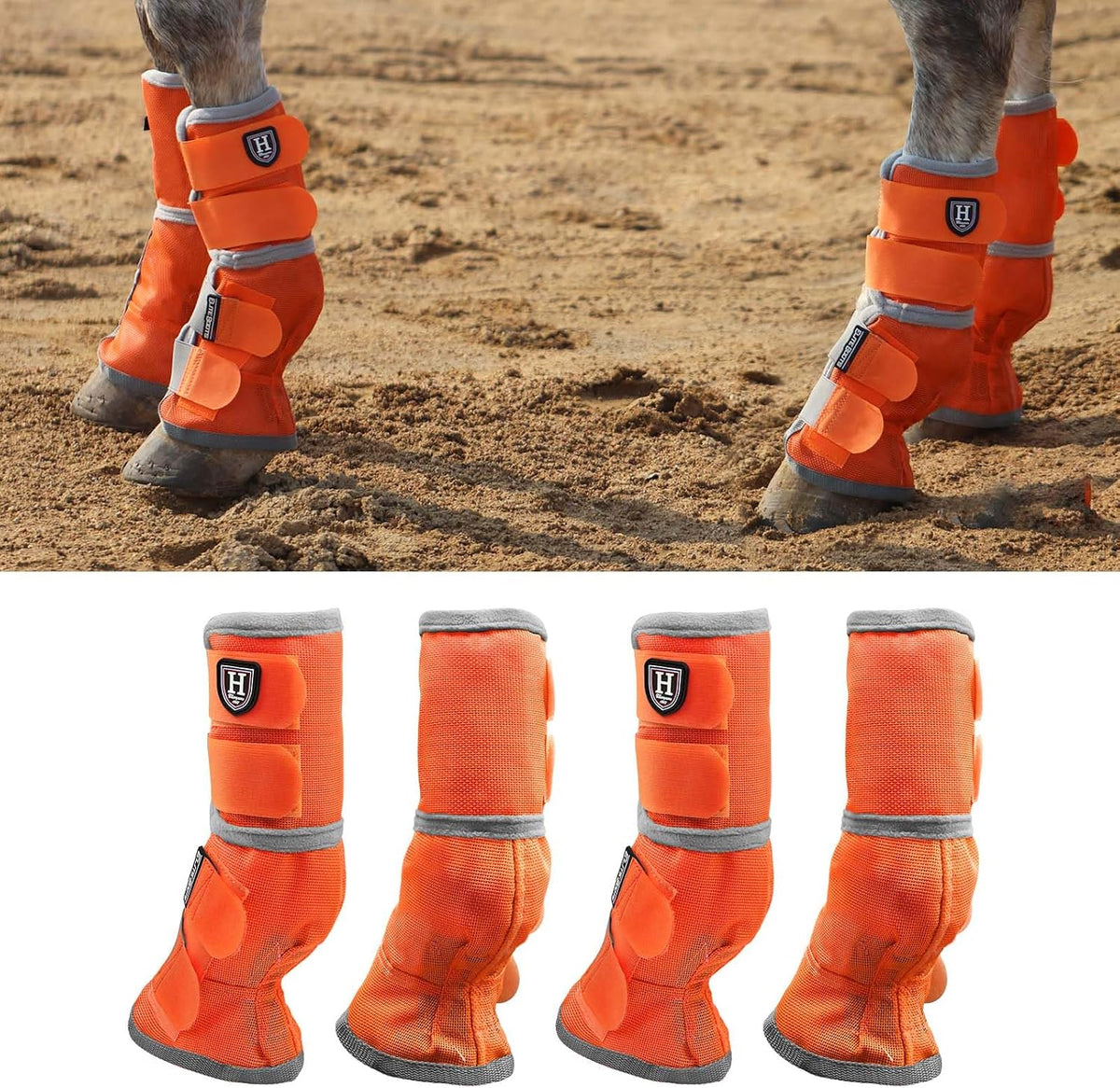 Harrison Howard Horse Fly Boots Perfect Contoured Fit Leg Guards Dense Mesh Boots with Ventilated Comfort Reliable Protection from Summer Elements Set of 4 Mint L - Image 13