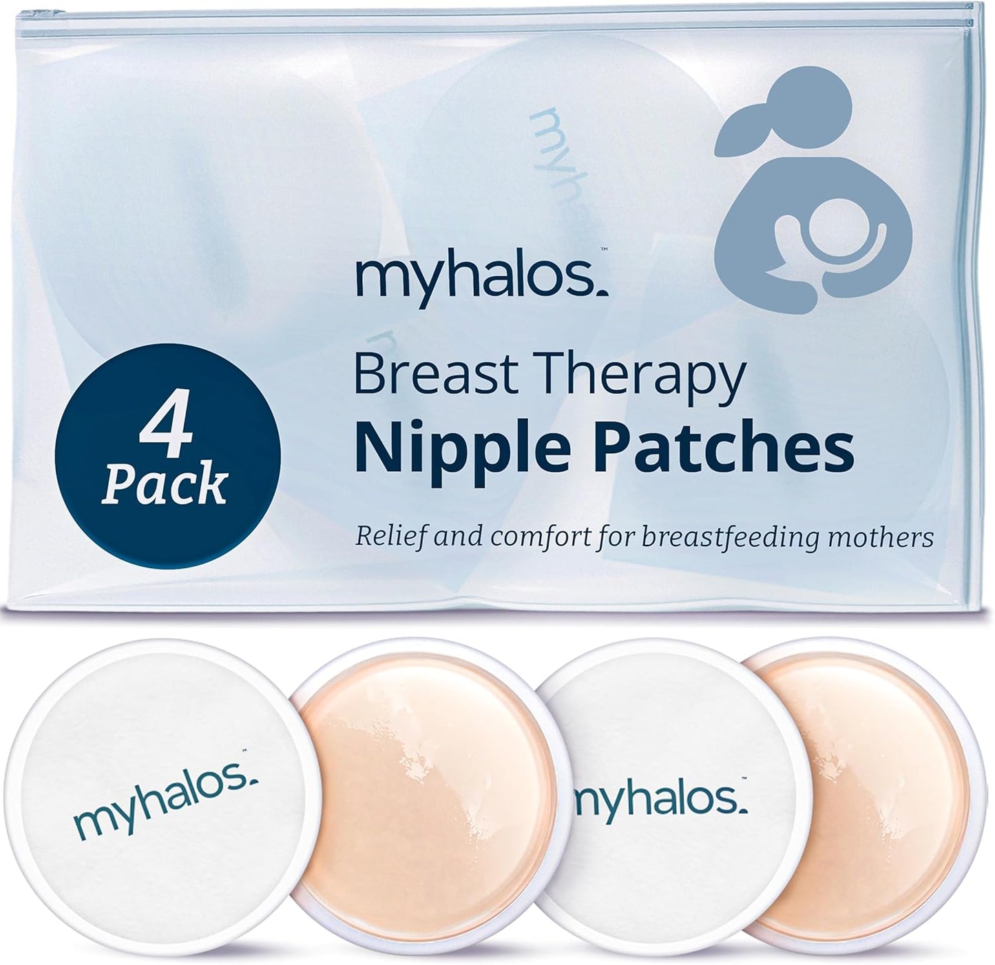 MyHalos Nipple Pads 4 Reusable Hydrogel Cooling Shields front view