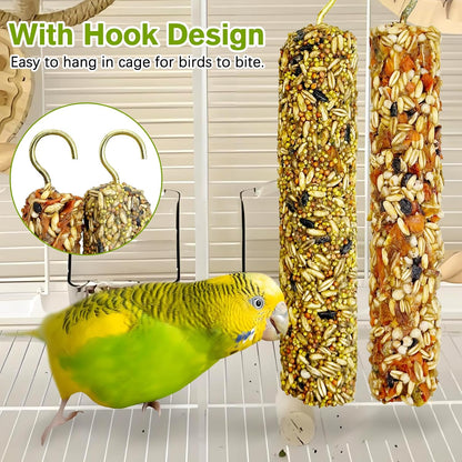 Cockatiel eating Fhiny natural bird crunch stick