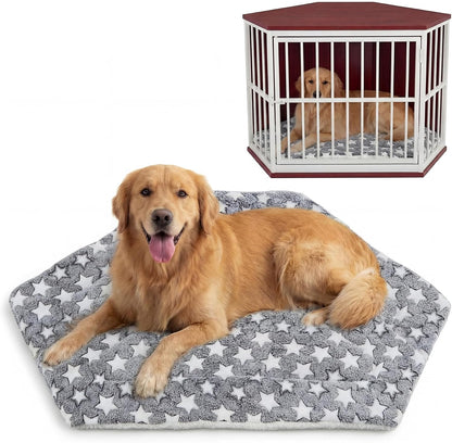 Fanfanwin corner crate dog mat front view with star pattern