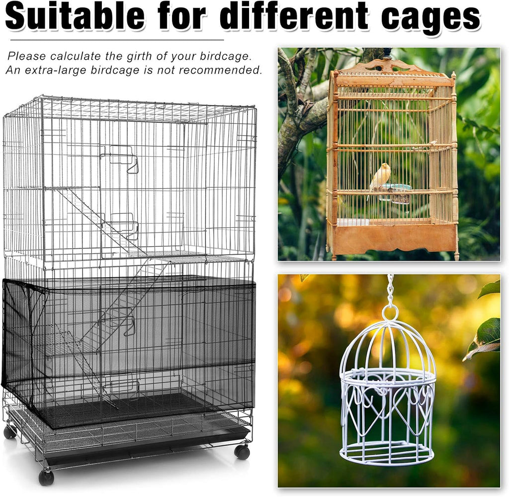 White and black nylon mesh bird cage guards side by side