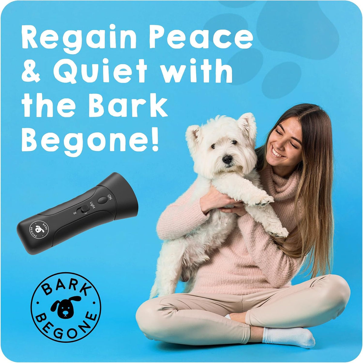 Authentic USA imported Bark Begone dog behavior correction tool packaging