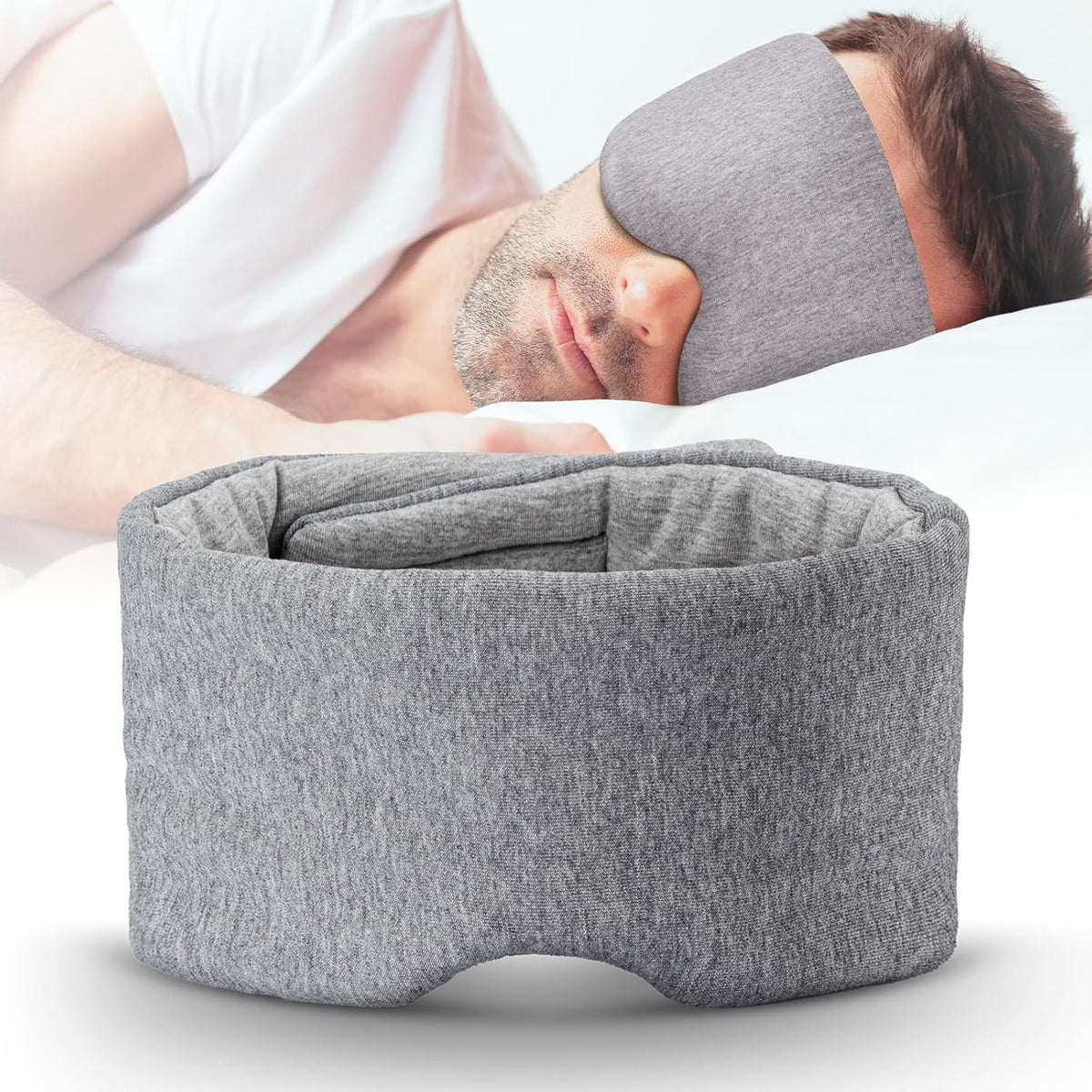 WM WESTERN MIRACLE Cotton Sleep Eye Mask front view in grey