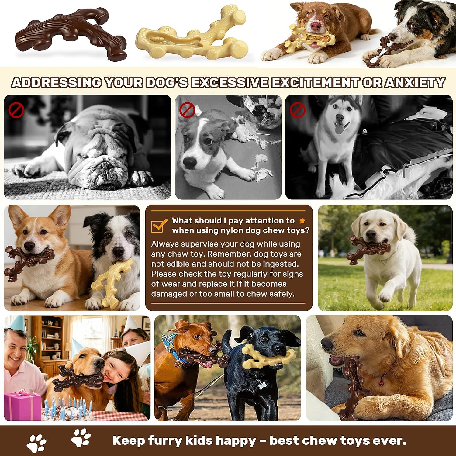 Two-pack set of indestructible dog bones for training