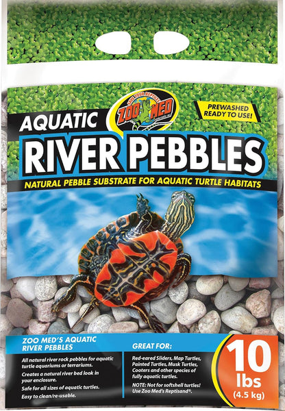 Zoo Med Aquatic River Pebbles for Turtle 10 Pounds front view packaging