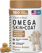 Chew + Heal chicken flavored salmon oil chews for canine hot spot relief