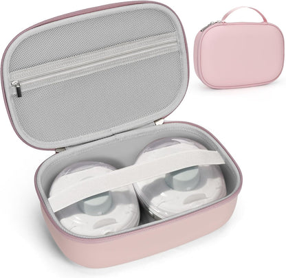 Bjabtan hard shell wearable breast pump bag in pink front view