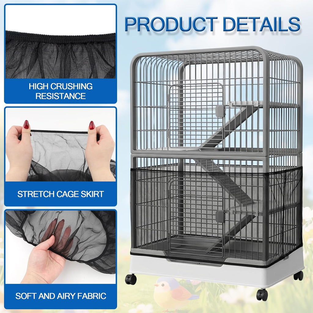 Lustrib bird cage net installed on a round parrot enclosure