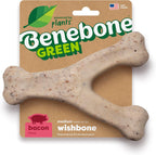 Dog Bones for Modest Chewers: Benebone Green Plant-Based Real Bacon Wishbone Dog Chew Toy for Medium Dogs, Made in USA - Image 1