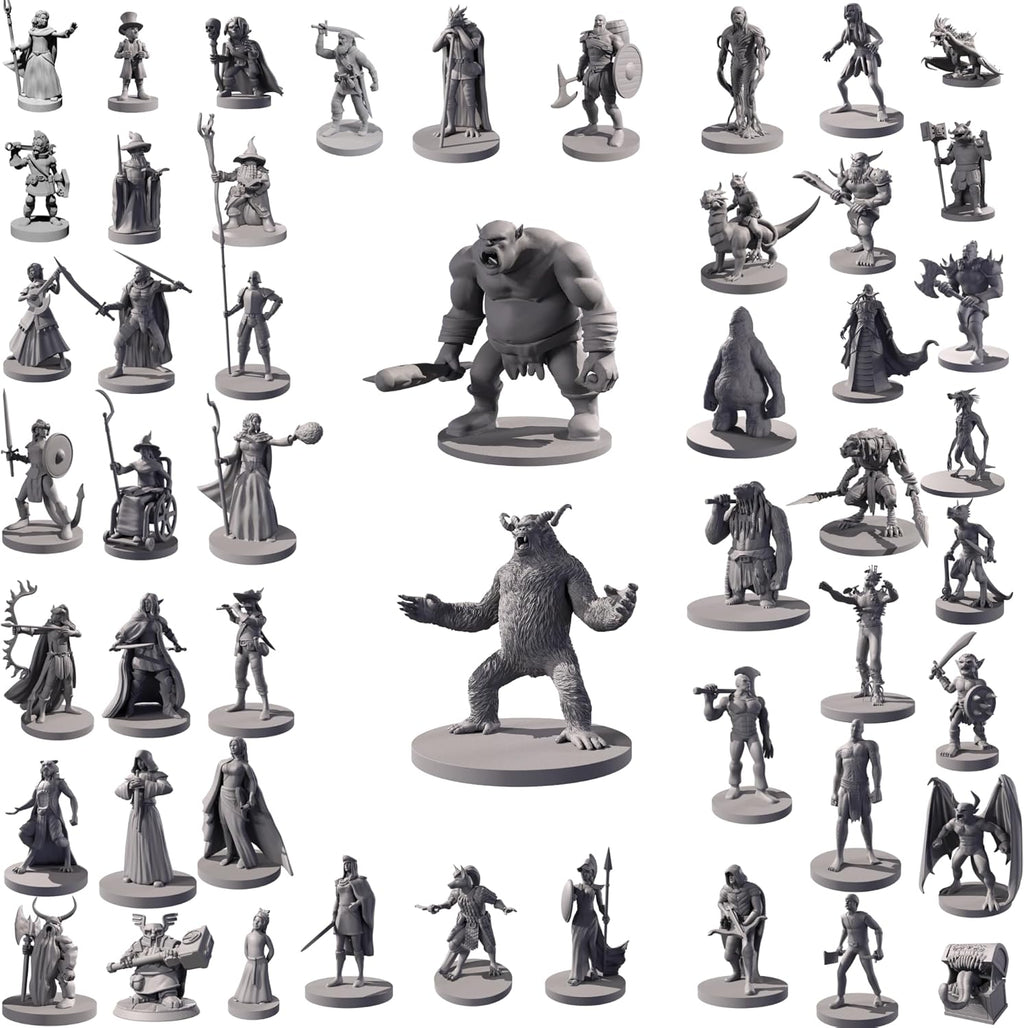Path Gaming 50 Unique Miniatures boxed set front view showing fantasy tabletop RPG figures.