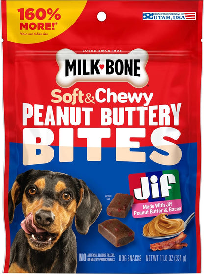 Milk-Bone Peanut Buttery Bites Soft Dog Treats with Jif Peanut Butter, 11.8-Oz. Bag - Image 10