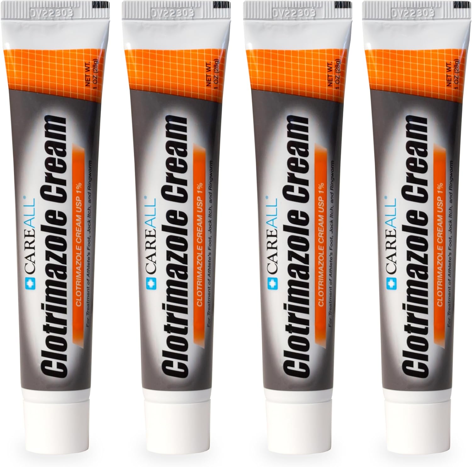 CareAll Clotrimazole Antifungal Cream 1% USP four pack front view for fungal relief.