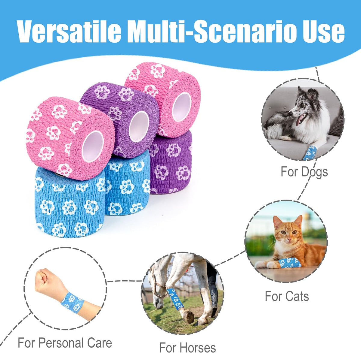 WePet 2 inch pet bandage rolls in assorted colors