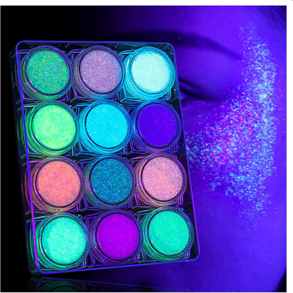 LATIBELL Body Face Glitter Gel twelve color pack front view showcasing vibrant neon shades