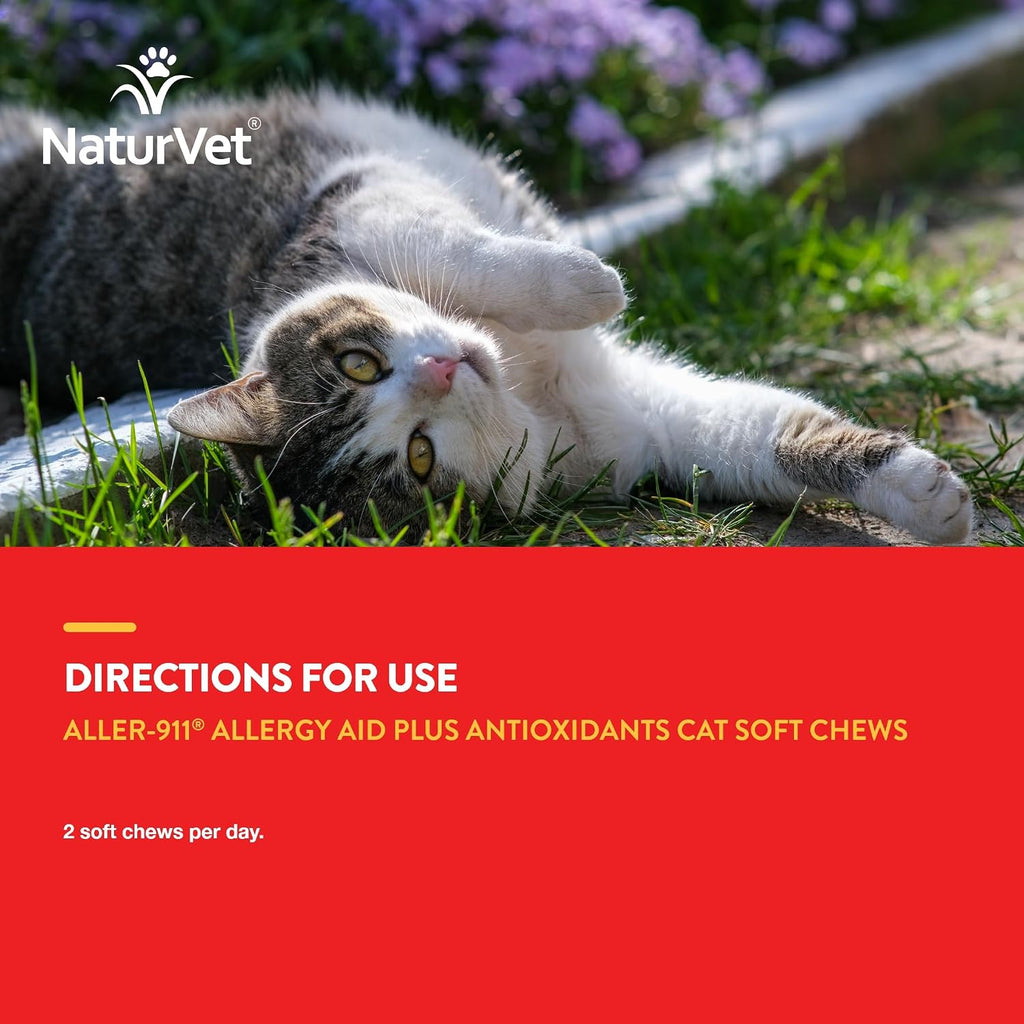 Back label of NaturVet allergy aid showing ingredients
