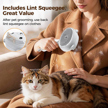 Reverse side of the Primecat grooming device displaying the integrated fabric silicone scraper for furniture.