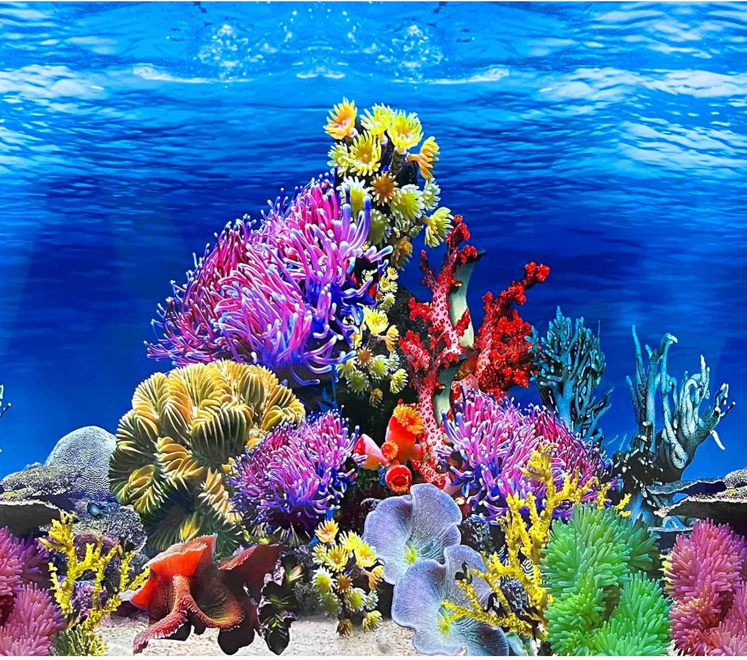 XCNO Fish Backgrounds Paper Double Sides Undersea Aquarium Background Poster Colorful Sea Anemone Fish Tank Background Sticker Decorations 12"x 25" - Image 10