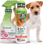 TropiClean Luxury 2-In-1 Papaya and Coconut Dog Shampoo and Detangler Spray Bundle front view packaging
