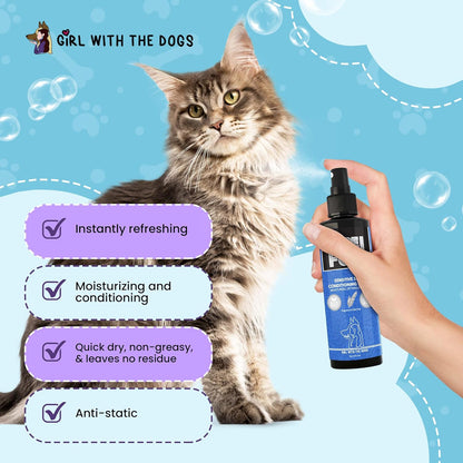 Professional groomer recommended anti static pet detangling spray formulation