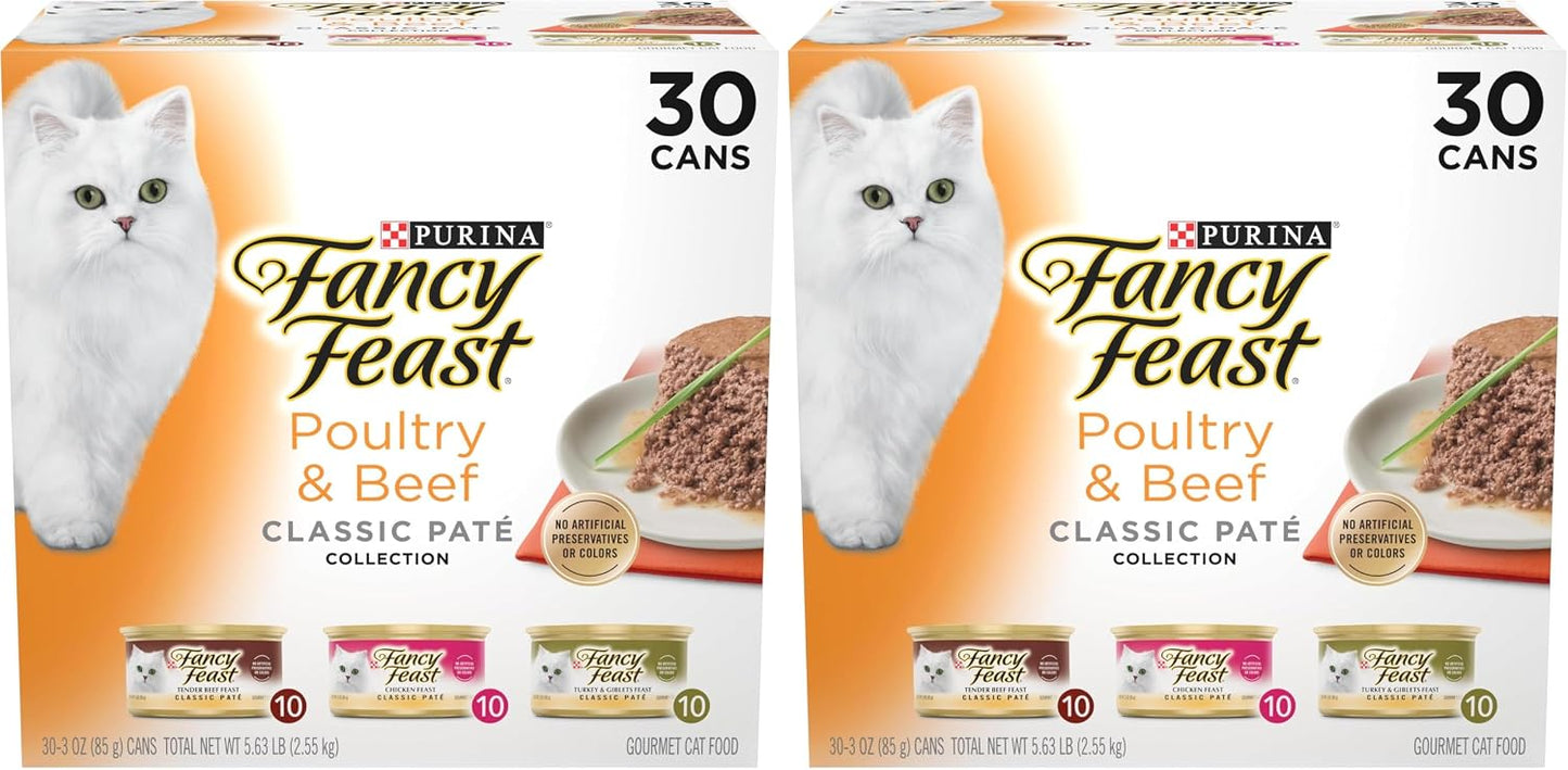 Fancy Feast Poultry and Beef Feast Classic Pate Collection Grain Free Wet Cat Food Variety Pack - (Pack of 30) 3 oz. Cans - Image 11
