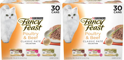 Fancy Feast Poultry and Beef Feast Classic Pate Collection Grain Free Wet Cat Food Variety Pack - (Pack of 30) 3 oz. Cans - Image 11