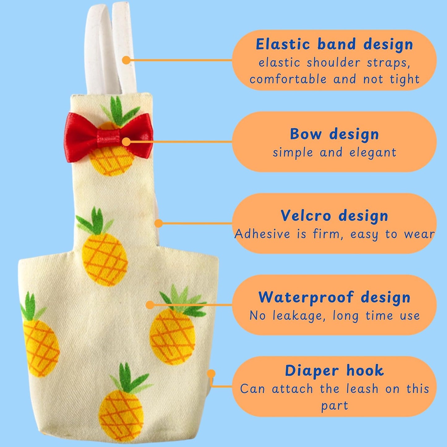 Homedy Crafts parakeet diaper pants highlighting adjustable elastic straps for bird comfort