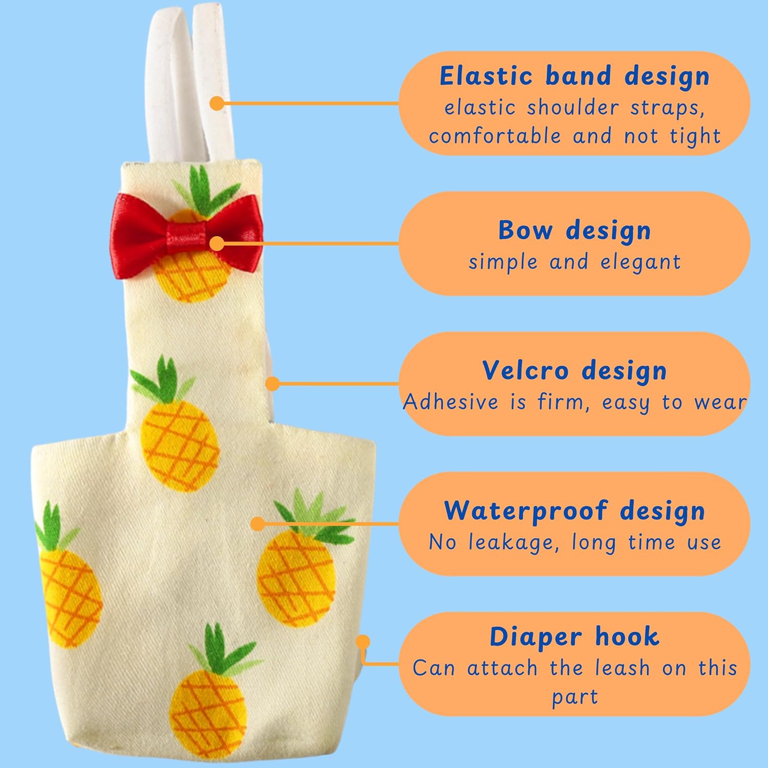 Homedy Crafts parakeet diaper pants highlighting adjustable elastic straps for bird comfort