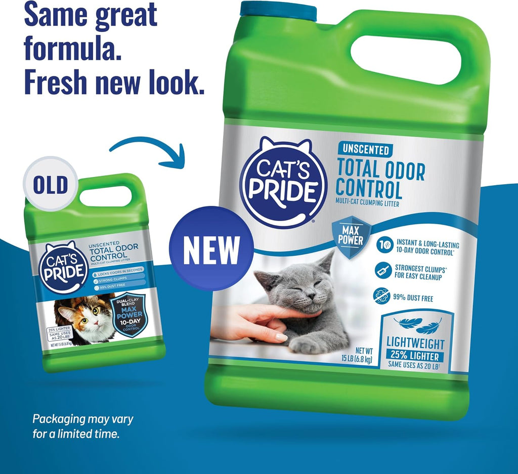 Cats Pride 15 lb unscented cat litter jug side profile